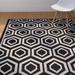 Black/White 48 x 0.25 in Area Rug - George Oliver Deedrick Sayden Geometric Black/Beige Indoor/Outdoor Area Rug | 48 W x 0.25 D in | Wayfair