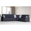 Gray/Blue Sectional - Ottomanson Armada X Fabric Upholstered 3-Piece Convertible L-Shaped Reversible Sectional Microfiber/Microsuede | Wayfair