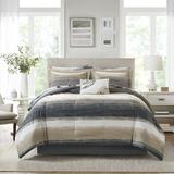 17 Stories Keanun Striped Comforter Set w/ Cotton Bed Sheets Polyester/Polyfill/Microfiber in Green/Brown | Wayfair TRNT2911 41925773