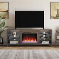 Latitude Run® Vaske TV Stand for TVs up to 70" w/ Fireplace Included Wood in Brown | 24.9 H in | Wayfair 8B918F8353444466945768D53BC96C86