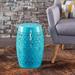 Bungalow Rose Ifrane Iron Drum End Table in Blue | 18 H x 12.25 W x 12.25 D in | Wayfair BGRS1074 41560985