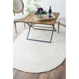 White 48 x 0.35 in Area Rug - Highland Dunes Cruise Handmade Braided Jute Area Rug in Off Jute & Sisal | 48 W x 0.35 D in | Wayfair