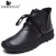 DRKANadvocate-Bottes d'hiver en cuir véritable pour femme chaussures chaudes souples plates