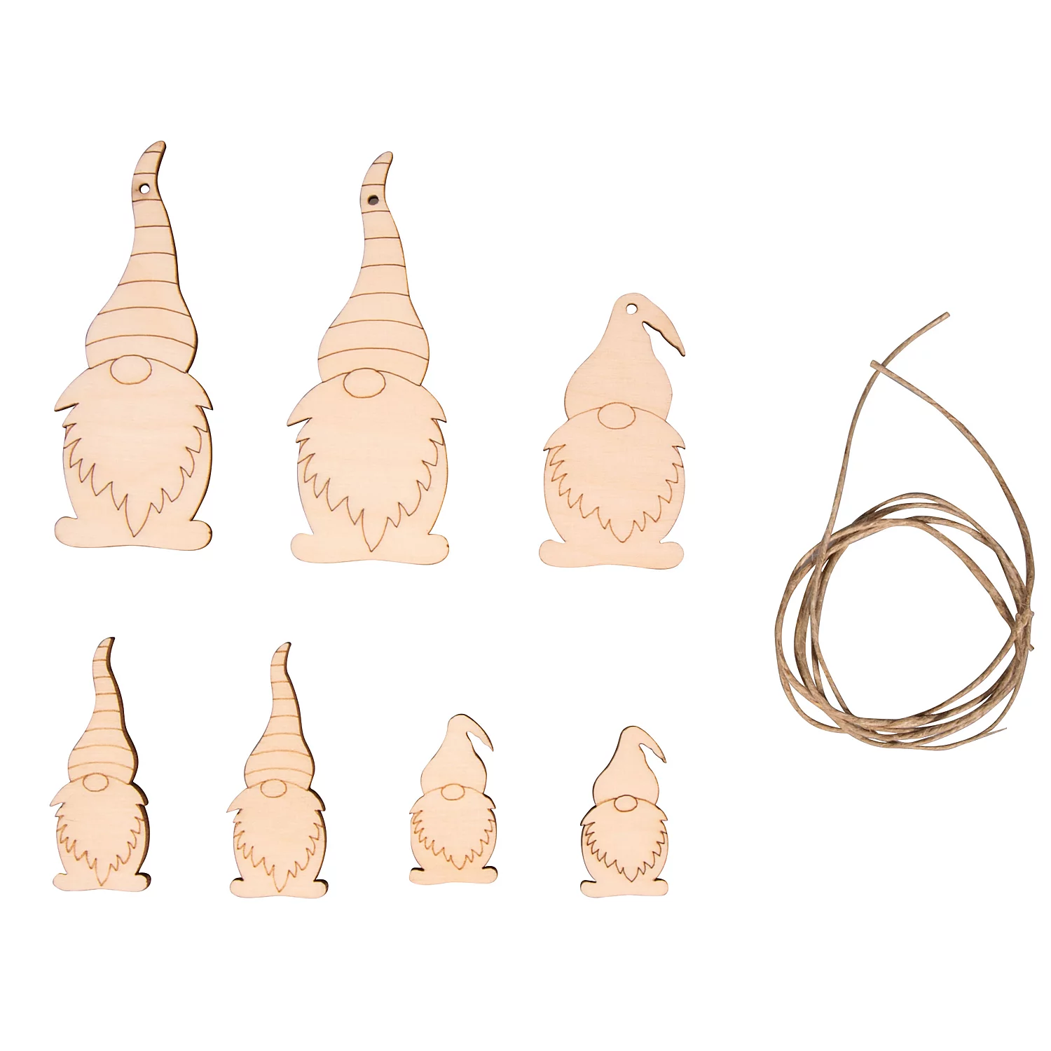Holzmotive Wichtel, flach, 3,6–9 cm, 7 Stück Image