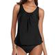 Yonique Blouson Tankini Swimsuits for Women Modest Bathing Suits Two Piece Loose Fit Swimwear, Black, Medium