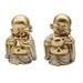 Q-Max 2-Piece Miniature Maitreya Buddha in Gold and Silver 4"H Statue Feng Shui Decoration Figurine Set