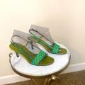 Kate Spade Shoes | Kate Spade Satin Polka Dot Sandals Size 9 | Color: Blue/Green | Size: 9