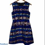 J. Crew Dresses | J Crew Windowpane Jacquard Fit Flare Dress Size 2 | Color: Black/Blue | Size: 2