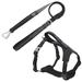 Black 'Geo-prene' 2-in-1 Shock Absorbing Neoprene Padded Reflective Dog Leash and Harness, Small