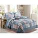 August Grove® Mraz Reversible Farmhouse/Country 3 Piece Quilt Set Cotton in Blue/Green/Pink | Queen Quilt + 2 Shams | Wayfair