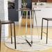 Wrought Studio™ Cniya Bar Height Dining Table Glass/Metal in Gray | 42 H x 30 W x 30 D in | Wayfair A8400FB316D14C7CA142EE2DF17CB48A