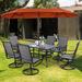 Lark Manor™ Alyah Rectangular 6 - Person 60" Long Outdoor Dining Set w/ Umbrella Metal in Orange | 60 W x 38 D in | Wayfair