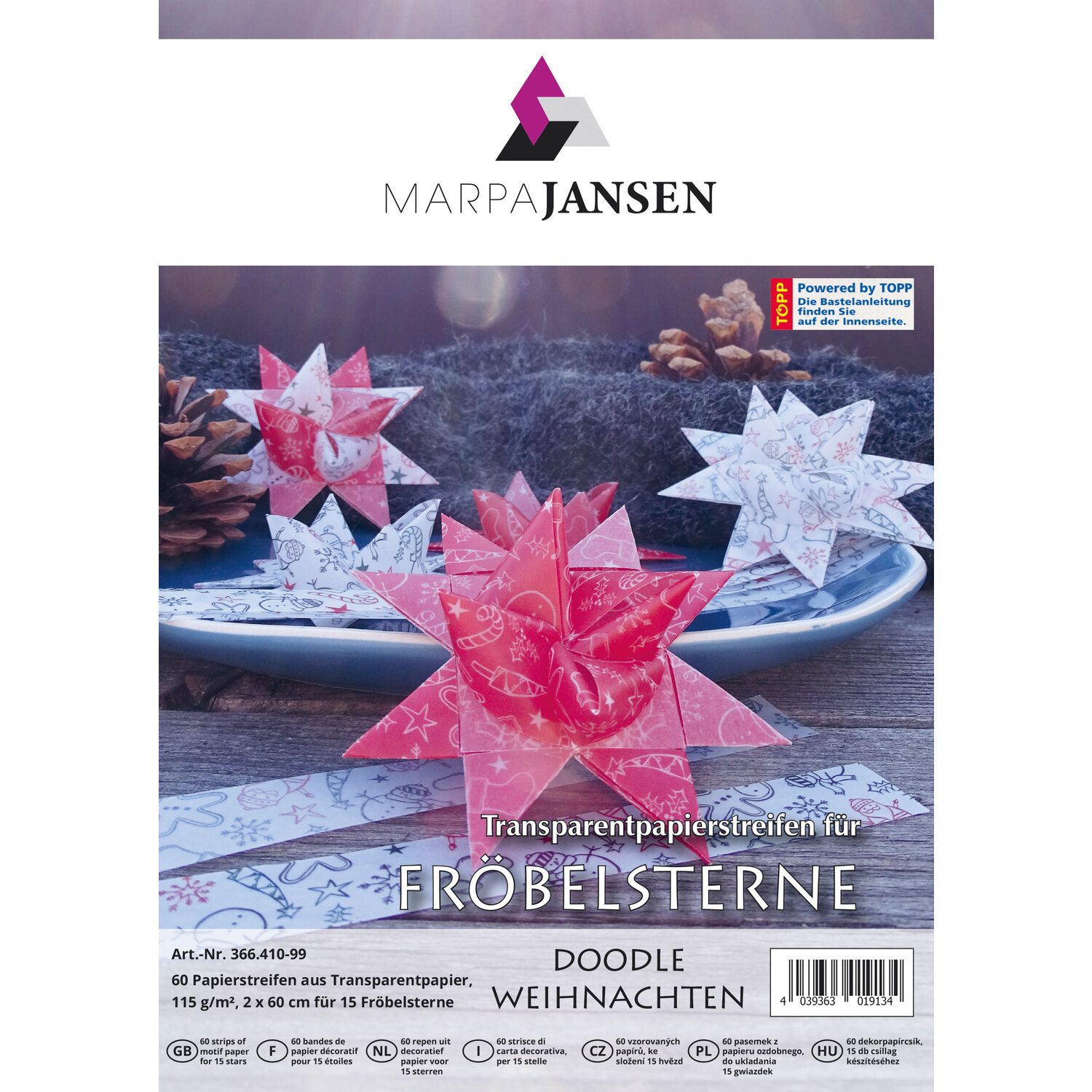Bandes de papier transparent étoiles de Fröbel "Noël", 60 pièces
