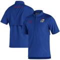 Men's adidas Royal Kansas Jayhawks 2021 Sideline AEROREADY Short Sleeve Quarter-Zip Jacket