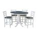 36" Round Extension Dining Table With 4 Emily Counter Height Stools - Set of 5 Pieces