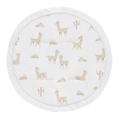 Boho Llama Boy Girl Baby Tummy Time Playmat - Gender Neutral Beige Taupe Tan Bohemian Southwest Watercolor Mountain Farmhouse
