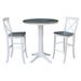 36" Round Extension Dining Table With 2 X-Back Bar Height Stools - Set of 3 Pieces