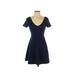 Forever 21 Casual Dress - A-Line Scoop Neck Short Sleeve: Blue Solid Dresses - Women's Size Small