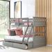 Coghill Twin Over Full 2 Drawer Solid Wood Standard Bunk Bed by Harriet Bee Wood in Gray | 61.3 H x 57.2 W x 75.9 D in | Wayfair