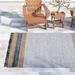 Blue/Gray 72 x 48 x 0.31 in Area Rug - Winston Porter Anzovin Hand-Woven Cotton/Leather/Jute Gray/Blue/Beige Area Rug /Jute & Sisal | Wayfair