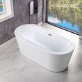 WoodBridge 59" x 30" Freestanding Soaking Fiberglass Bathtub Fiberglass | 21 H x 59 W in | Wayfair BTA1506 -B/N-Drain &O