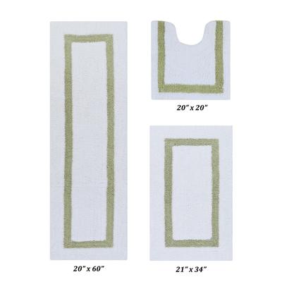 Hotel Collectionis Bath Mat Rug 3 Piece Set (20" x 20" | 21" x 34" | 20" x 60") by Better Trends in White Sage