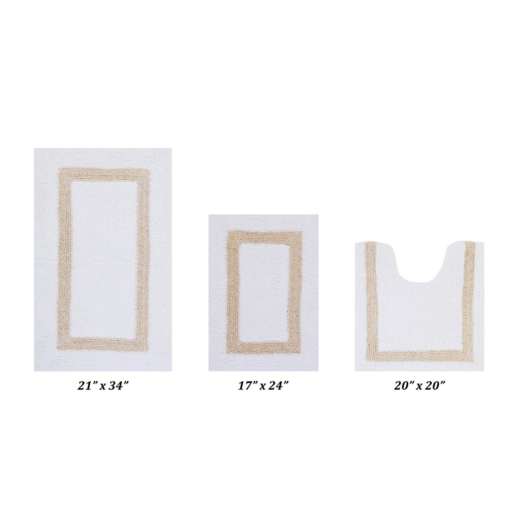 Hotel Collectionis Bath Mat Rug 3 Piece Set (17" x 24" | 20" x 20" | 21" x 34") by Better Trends in White Sand
