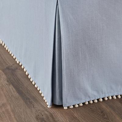 Audree Pom Pom Bedskirt - Cornflower, Queen - Ballard Designs