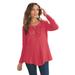 Plus Size Women's Lace Yoke Pullover by Roaman's in Antique Strawberry (Size L) Sweater