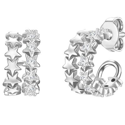 Glanzstücke München Creolen Sterne Sterling Silber Zirkonia in 11,6 mm Damen Image