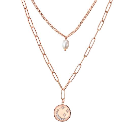 Valero Pearls - Halskette Edelstahl Preciosa Süßwasser-Zuchtperle in Roségold Ketten 1 ct Damen