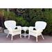 Windsor White Wicker Chair And End Table Set With Ivory Chair Cushion- Jeco Wholesale W00213_2-CES001