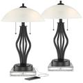 360 Lighting Heather 22 1/2" High Metal USB Lamps with Acrylic Risers