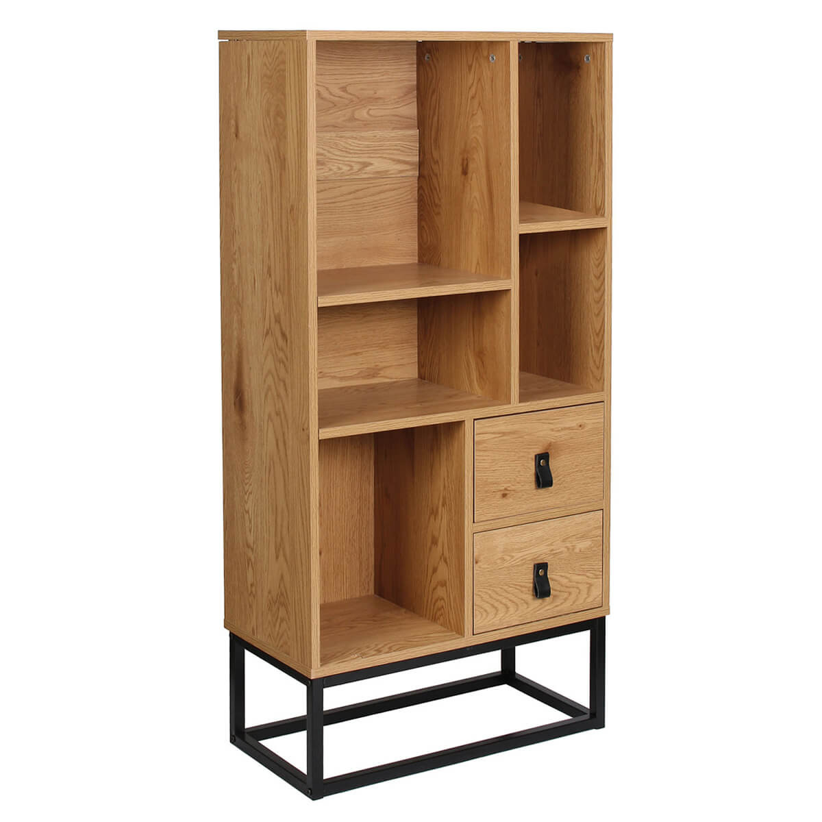 Bibliothèque aspect bois et pieds métal