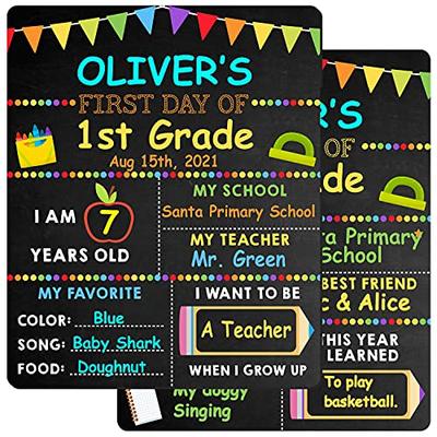 First Day and Last Day of School Boards 12 x 12 Inches Double Sided for Back to School Graduation School Chalkboard Sign Classroom Supplies for Teacher School Boards for Kids