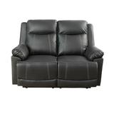 Latitude Run® Jaijairam 61" Faux Leather Pillow Top Arm Reclining Loveseat Faux Leather in Black | 41 H x 61 W x 36 D in | Wayfair