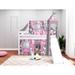 Zoomie Kids Johannes Solid Wood Twin Low Loft Bed w/ Ladder Slide Tent & Tower in Pink/White | 87.5 H x 80 W x 84.75 D in | Wayfair