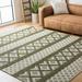 Gray/Green 108 x 0.25 in Indoor Area Rug - Dakota Fields Geometric Handmade Flatweave Wool/Gray/Dark Green Area Rug Cotton/Wool | Wayfair