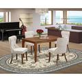 Red Barrel Studio® Rubberwood Solid Wood Dining Set Wood/Upholstered in Brown | 30 H x 36 W x 60 D in | Wayfair BC6F21DCE51847E38ED7D1B26948041D