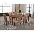 Red Barrel Studio® Rubberwood Solid Wood Dining Set Wood/Upholstered in Brown | 30 H x 36 W x 60 D in | Wayfair 731776C1CAEF43A08ED9A58B82529BDA