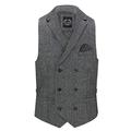 Jax Men’s Herringbone Double Breasted Collar Waistcoat Tailored Fit Waistcoat Retro 1920s Vest [CWDB-JAX-GREY-50]