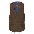 Xposed Jude Mens Classic Tweed Check Double Breasted Waistcoat 1920s Gatsby Retro Tailored Fit [WDB-JUDE-BROWN-48]