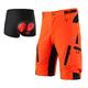 ARSUXEO Men's Cycling Shorts Loose Fit MTB Shorts Water Resistant Outdoor Sports Bottom with 7 Pockets 1202 001B Orange S