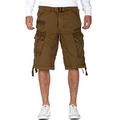 Geographical Norway PANORAMIQUE MEN - Men's Casual Cotton Bermuda Shorts - Men's Sport Cargo Breathable Chino Bermudas - Short Belted Normal Fit Comfortable KHAKI XL