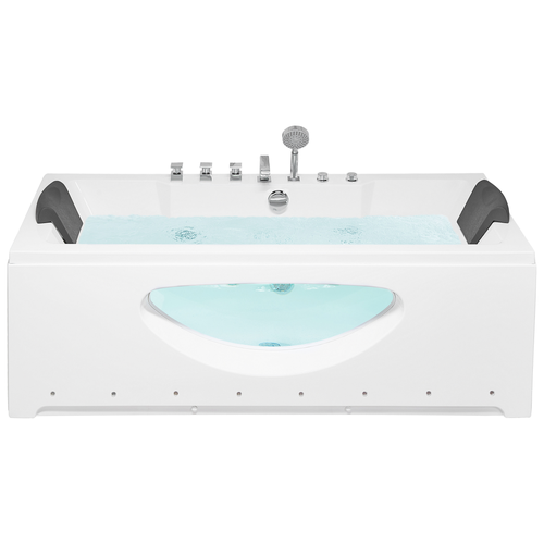 Whirlpool-Badewanne Weiß Acryl 180 cm Rechteckig mit Sichtfenster LED Farblichttheraphie Modern