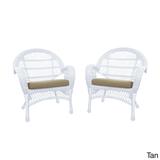 Santa Maria White Rocker Wicker Chair With Cushion - Set of 4 - 29" x 35" x 36"