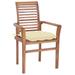 Red Barrel Studio® Patio Dining Chairs Wooden Accent Chair w/ Cushions Solid Wood Teak Wood in Brown | 37.01 H x 24.41 W x 22.24 D in | Wayfair