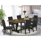 Red Barrel Studio® Glouchester 6 - Person Rubberwood Solid Wood Dining Set Wood/Upholstered in Brown | 30" H x 72" L x 40" W | Wayfair