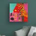 Wrought Studio™ Conversations in the Abstract 23 by Downs - Wrapped Canvas Graphic Art Canvas, in Blue/Green/Orange | 14 H x 14 W x 2 D in | Wayfair