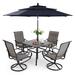 Lark Manor™ Alyah Square 4 - Person 37" Long Outdoor Dining Set w/ Umbrella Plastic/Metal in Black | 37 W x 37 D in | Wayfair